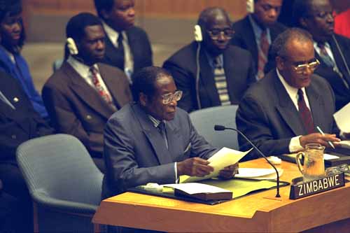 President Robert Mugabe of Zimbabwe addresses the Security Council